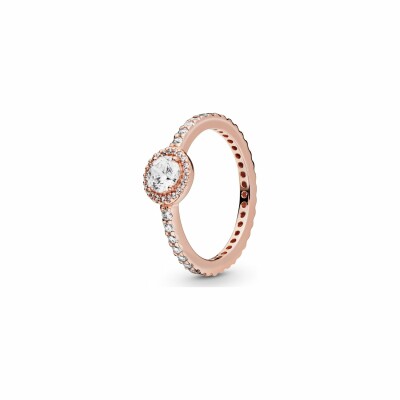 Bague Pandora Timeless halo scintillant classique en métal doré rose et oxyde de zirconium, taille 52