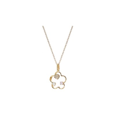 Collier Monet en argent doré rose et améthyste, aigue-marine et quartz fumé