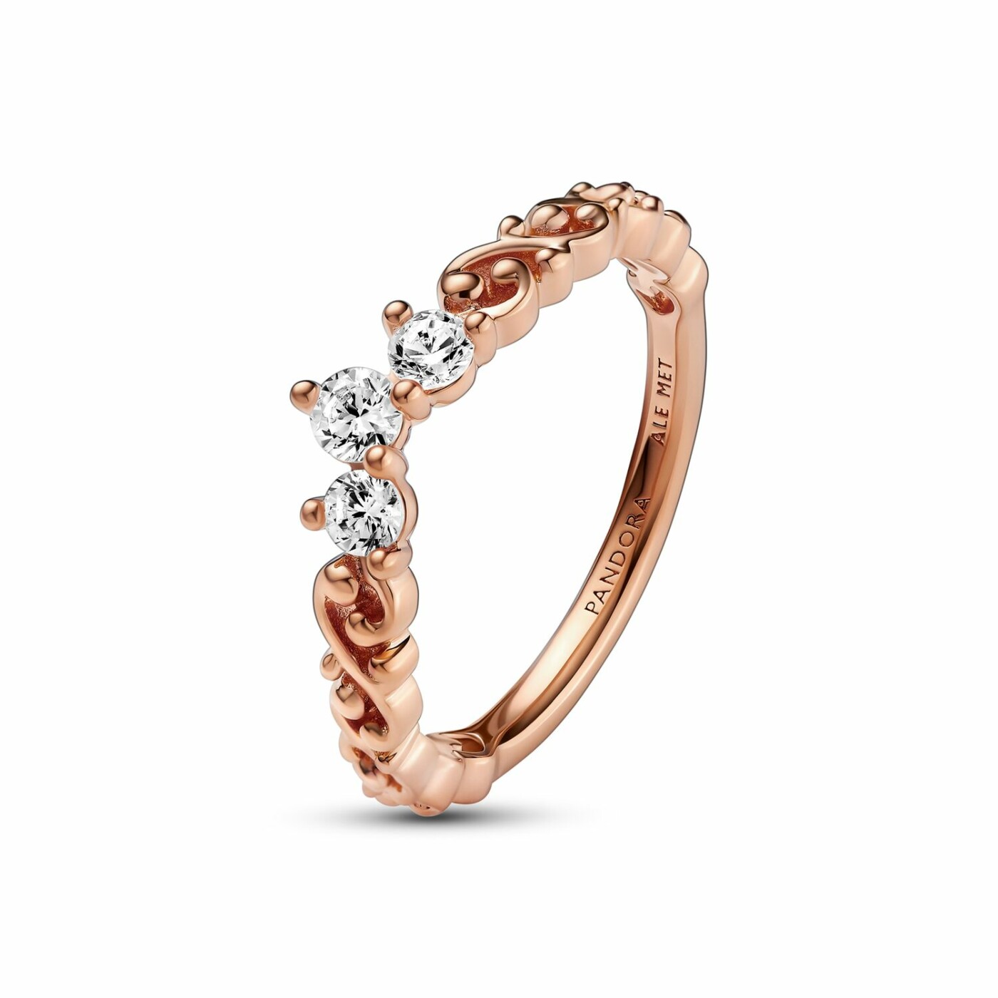 Bague Pandora Tiare Volute Royale en métal doré rose, taille 54