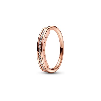 Bague Pandora Pavée I-d Signature en métal doré rose, taille 52