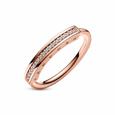 Bague Pandora Pavée I-d Signature en métal doré rose, taille 52