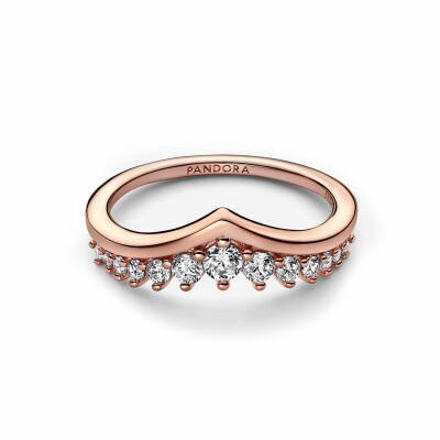 Bague Pandora Timeless Pavée Flottante Vœu Timeless en métal doré rose, taille 56