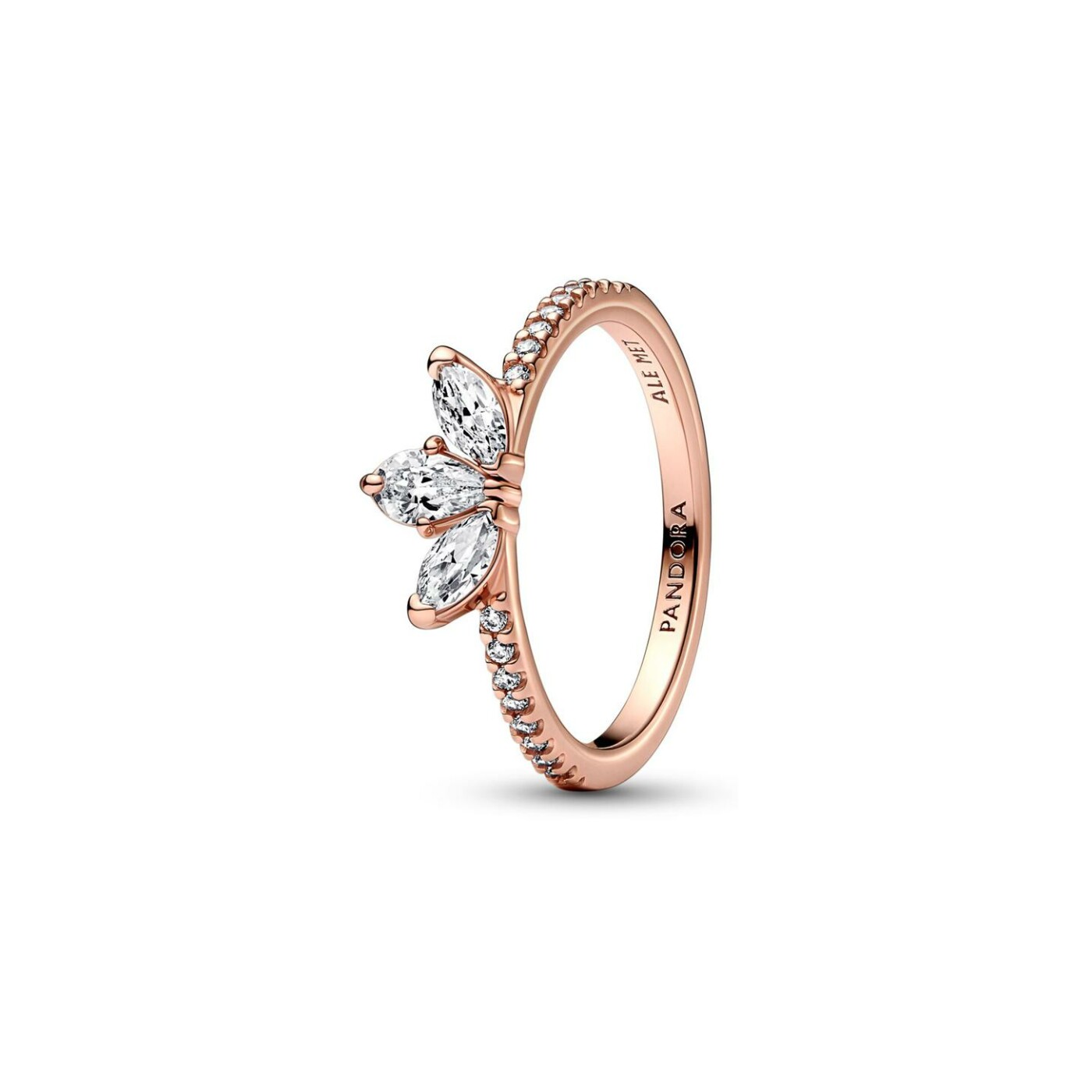 Bague Pandora Timeless Herbier Scintillant en métal doré rose, taille 56