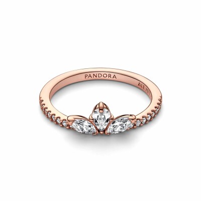 Bague Pandora Timeless Herbier Scintillant en métal doré rose, taille 58