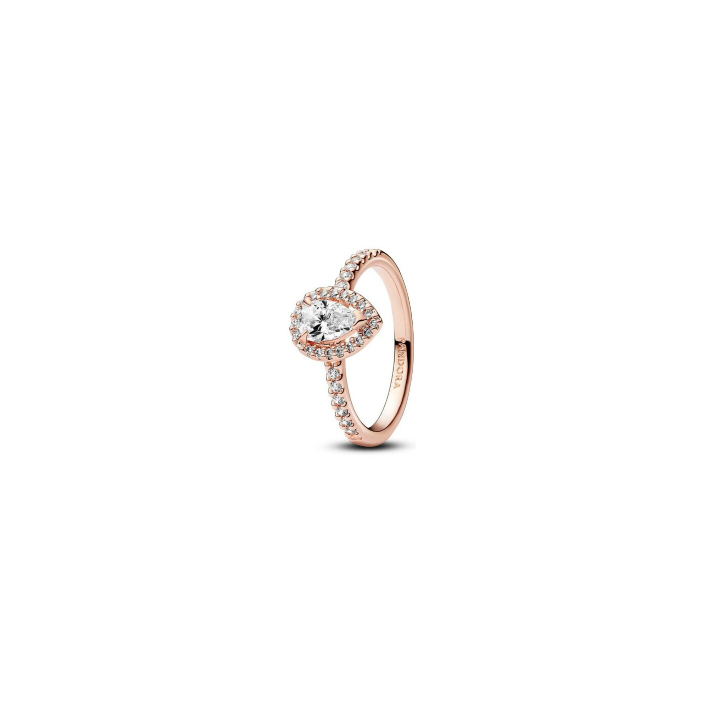 Bague Pandora Halo Poire Scintillante en métal doré rose et oxyde de zirconium, taille 52