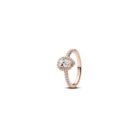 Bague Pandora Halo Poire Scintillante en métal doré rose et oxyde de zirconium, taille 54