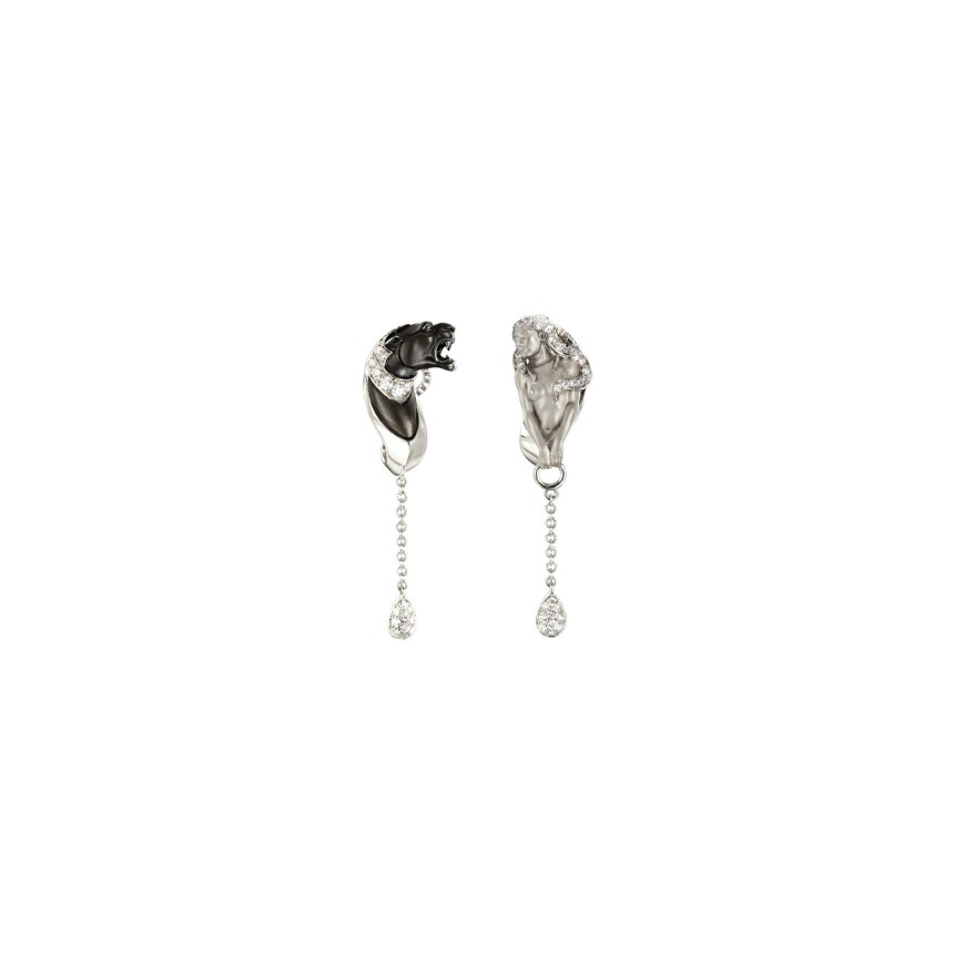 Boucles d'oreilles Carrera y Carrera Instinto en or blanc, diamants et rhodium