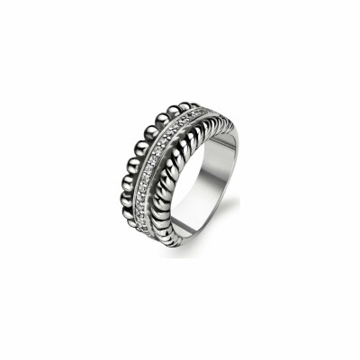 Bague Ti Sento en argent rhodié, multi rangs