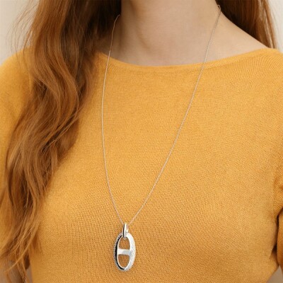 Collier Les Georgettes Expresso en laiton finition argentée, 20 mm