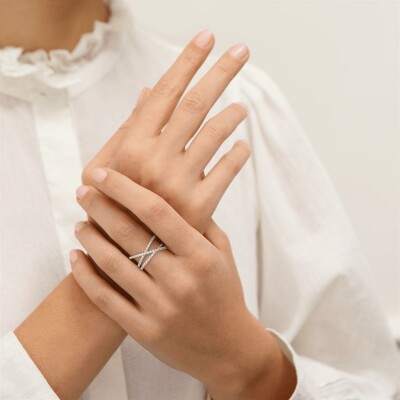 Bague Les Georgettes Liens en laiton finition argentée, taille 58