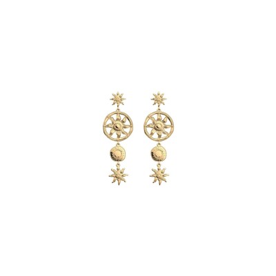 Boucles d'oreilles Les Georgettes Helios en laiton finition dorée, 16 mm