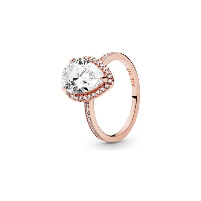 Bague Pandora Timeless halo goutte scintillant en métal doré rose et oxyde de zirconium, taille 54