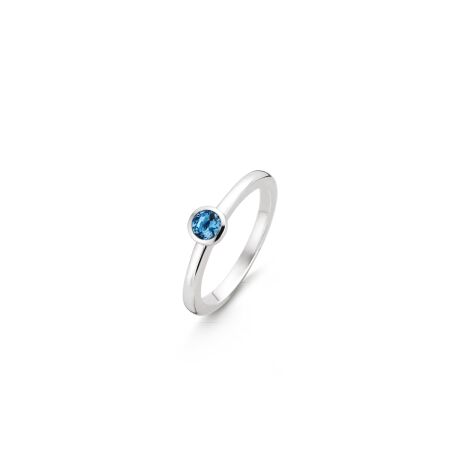 Bague Ti Sento en argent et pierre synthétique bleu foncé, serti clos, taille 52