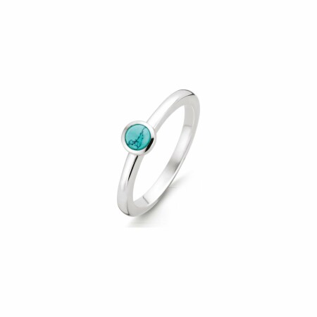 Bague Ti Sento en argent et pierre synthétique turquoise, serti clos