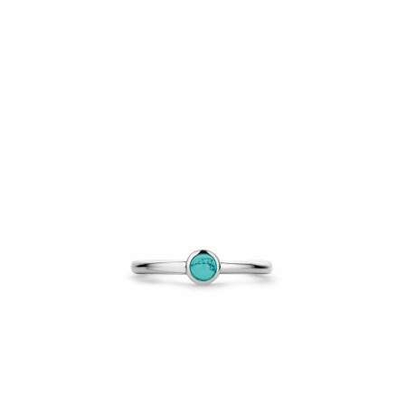 Bague Ti Sento en argent et pierre synthétique turquoise, serti clos