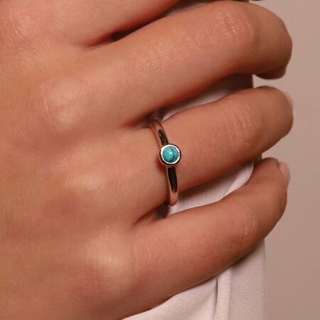 Bague Ti Sento en argent et pierre synthétique turquoise, serti clos