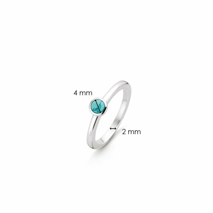 Bague Ti Sento en argent et pierre synthétique turquoise, serti clos