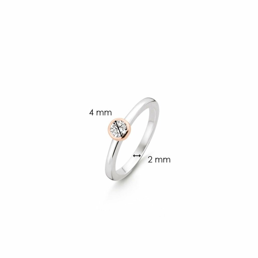 Bague Ti Sento en argent et oxydes de zirconium, serti clos doré