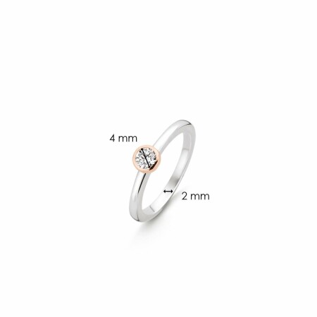 Bague Ti Sento en argent et oxydes de zirconium, serti clos doré