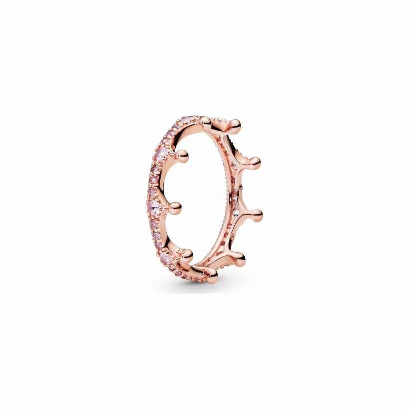 Bague Pandora Signature couronne scintillante rose en métal doré rose et oxyde de zirconium et cristal, taille 54