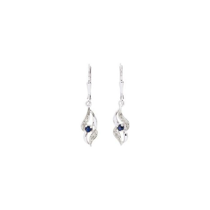 Boucles d'oreilles dormeuses en or blanc et saphirs