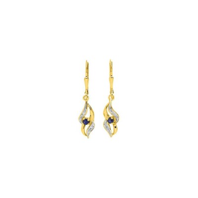 Boucles d'oreilles dormeuses en or jaune et saphirs