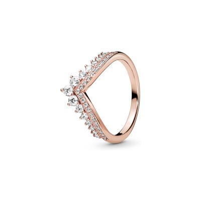 Bague Pandora Wish vœu princesse en métal doré rose et oxyde de zirconium, taille 60