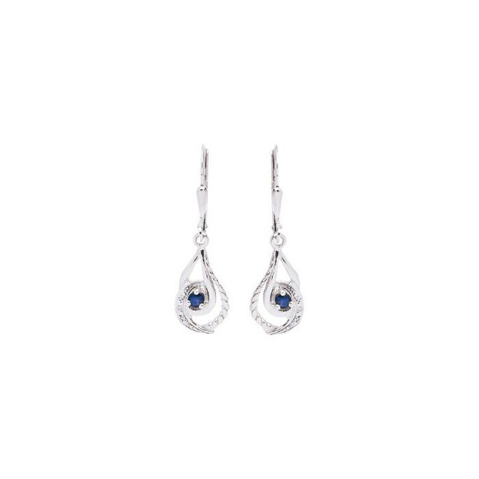 Boucles d'oreilles dormeuses en or blanc et saphirs