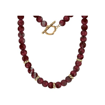 Collier Les Georgettes Olivia en acier finition dorée et perles en résine