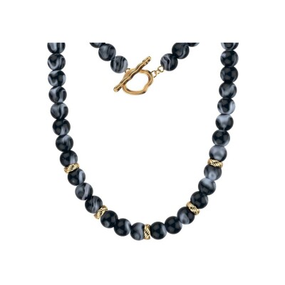 Collier Les Georgettes Olivia en acier finition dorée et perles en résine