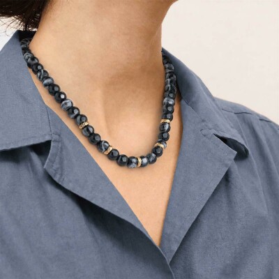 Collier Les Georgettes Olivia en acier finition dorée et perles en résine