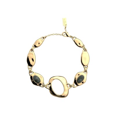 Bracelet Les Georgettes Miranda en laiton finition dorée et jaspe, 20 mm