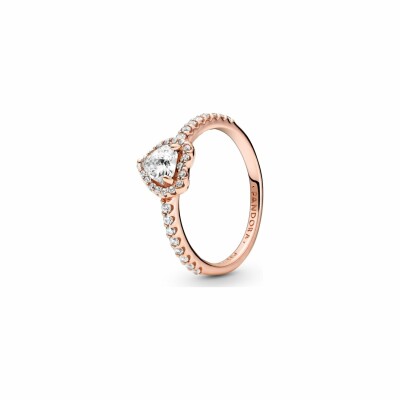 Bague Pandora Timeless cœur surélevé scintillant en métal doré rose et oxyde de zirconium, taille 50