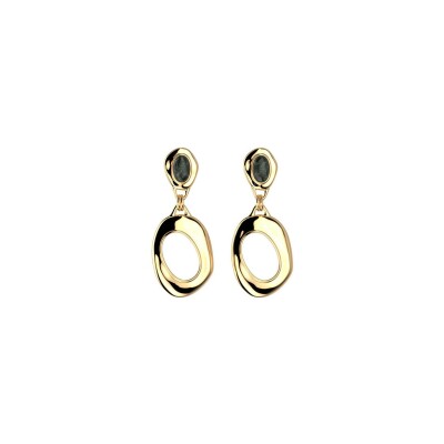 Boucles d'oreilles Les Georgettes Miranda en laiton finition dorée et jaspe, 20 mm