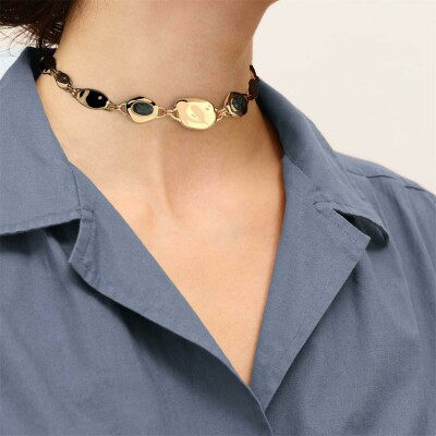 Collier Les Georgettes Miranda en laiton finition dorée et jaspe