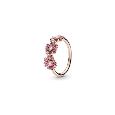 Bague Pandora Trio de Marguerites Rose en métal doré rose