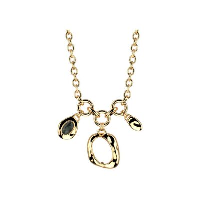 Collier Les Georgettes Miranda en laiton finition dorée et jaspe, 20 mm