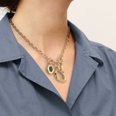 Collier Les Georgettes Miranda en laiton finition dorée et jaspe, 20 mm
