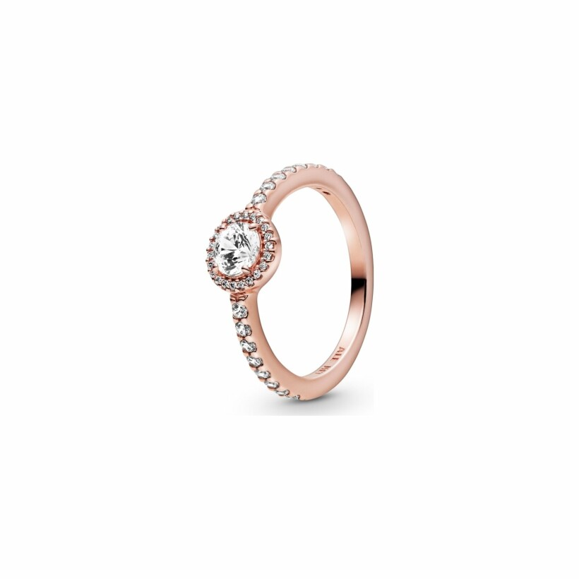 Bague Pandora Timeless halo scintillant classique en métal doré rose et oxyde de zirconium, taille 54