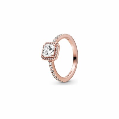 Bague Pandora Timeless halo scintillant carré en métal doré rose et oxyde de zirconium, taille 50