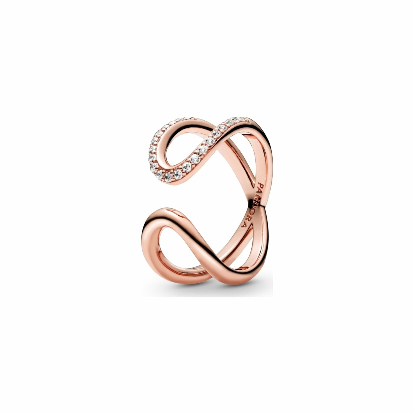 Bague Pandora Passions infini ouverte enveloppée en métal doré rose et oxyde de zirconium, taille 52