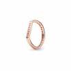 Bague Pandora Signature empilable barre logo en métal doré rose, taille 56