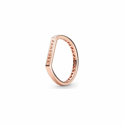 Bague Pandora Signature empilable barre logo en métal doré rose, taille 52