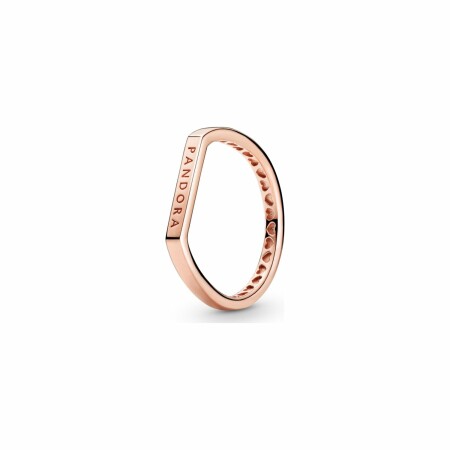 Bague Pandora Signature empilable barre logo en métal doré rose, taille 56