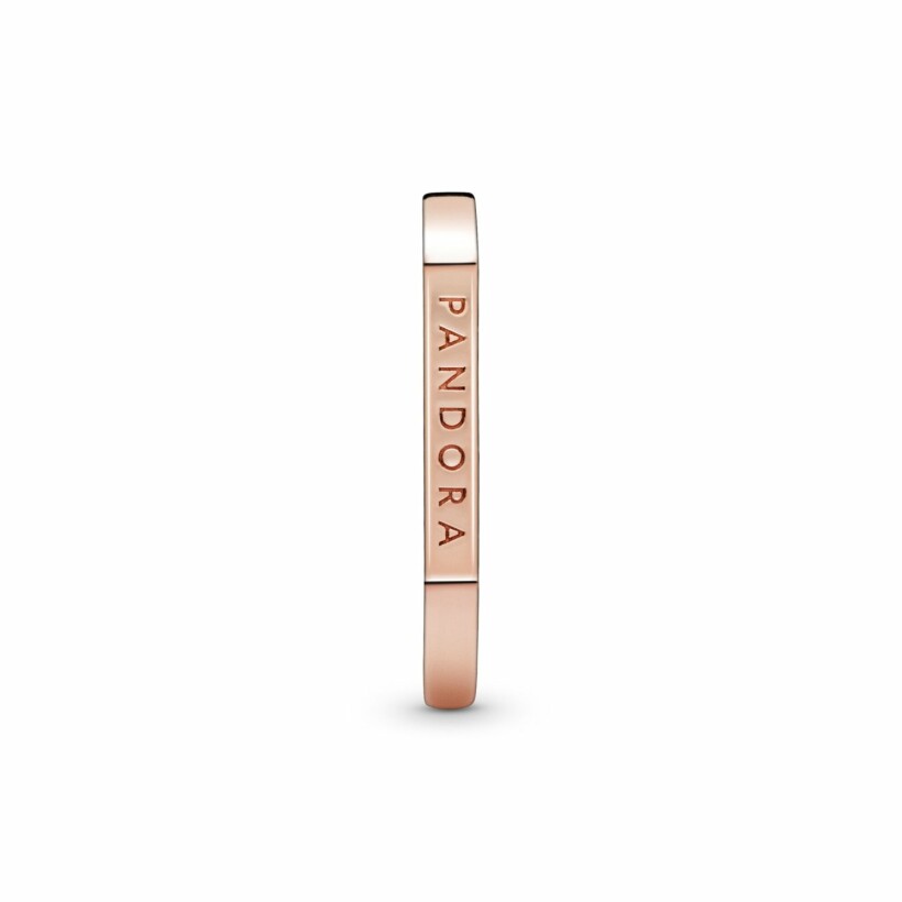 Bague Pandora Signature empilable barre logo en métal doré rose, taille 54