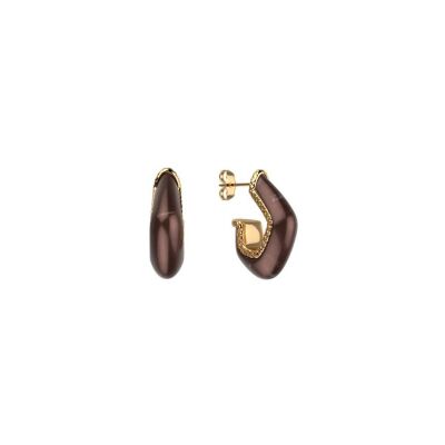 Boucles d'oreilles créoles Les Georgettes Montmartre en acier finition dorée et résine