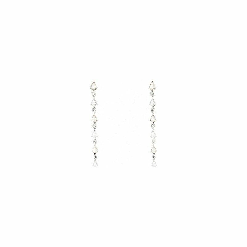 Dangling earrings, in white gold, white diamonds and champagne diamonds