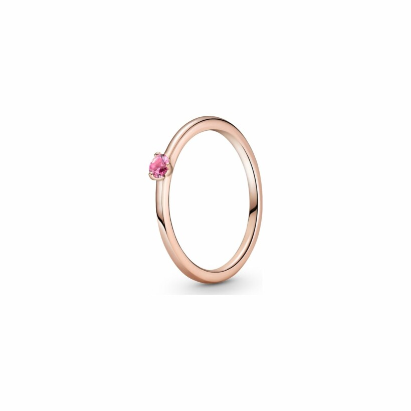 Bague Pandora Colours solitaire rose en métal doré rose et cristal, taille 52