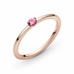 Bague Pandora Colours solitaire rose en métal doré rose et cristal, taille 52
