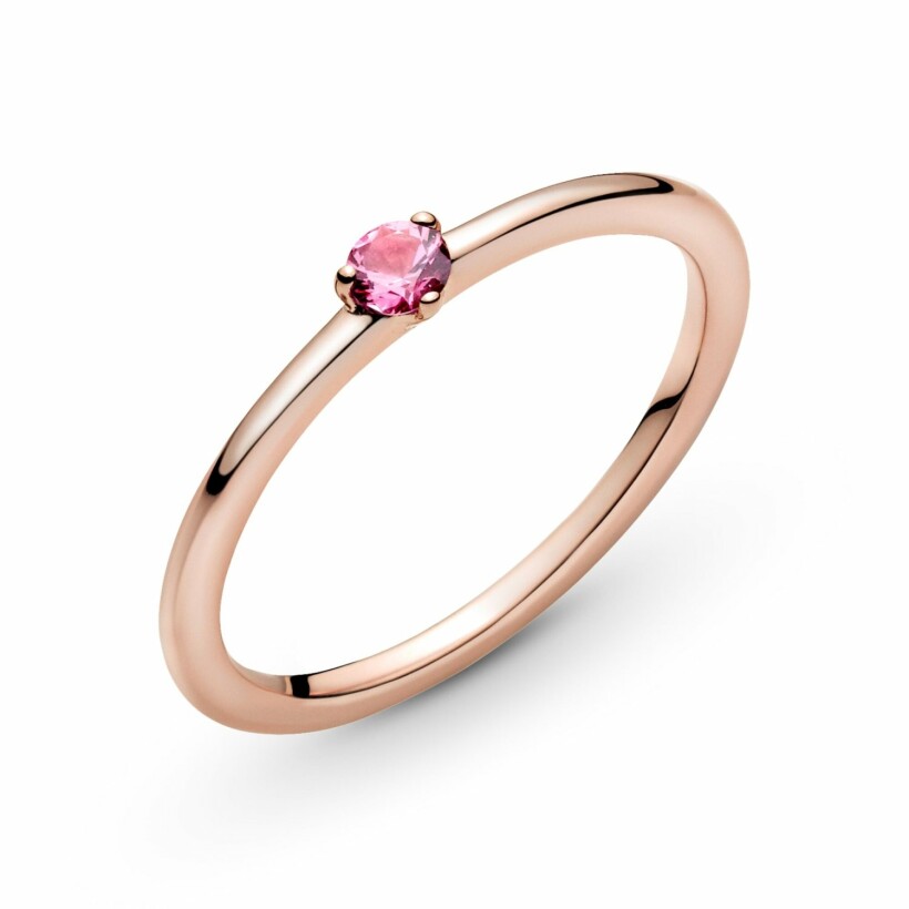Bague Pandora Colours solitaire rose en métal doré rose et cristal, taille 54